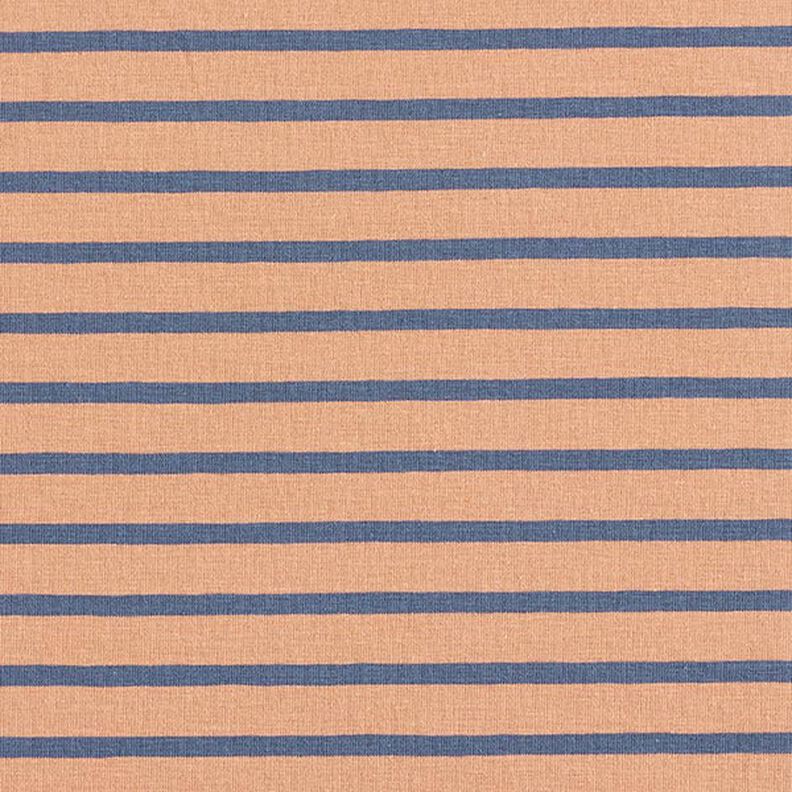Katoenjersey smalle en brede strepen – koper/jeansblauw,  image number 1
