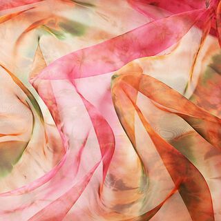 Organza batik-look – pink/grasgroen, 