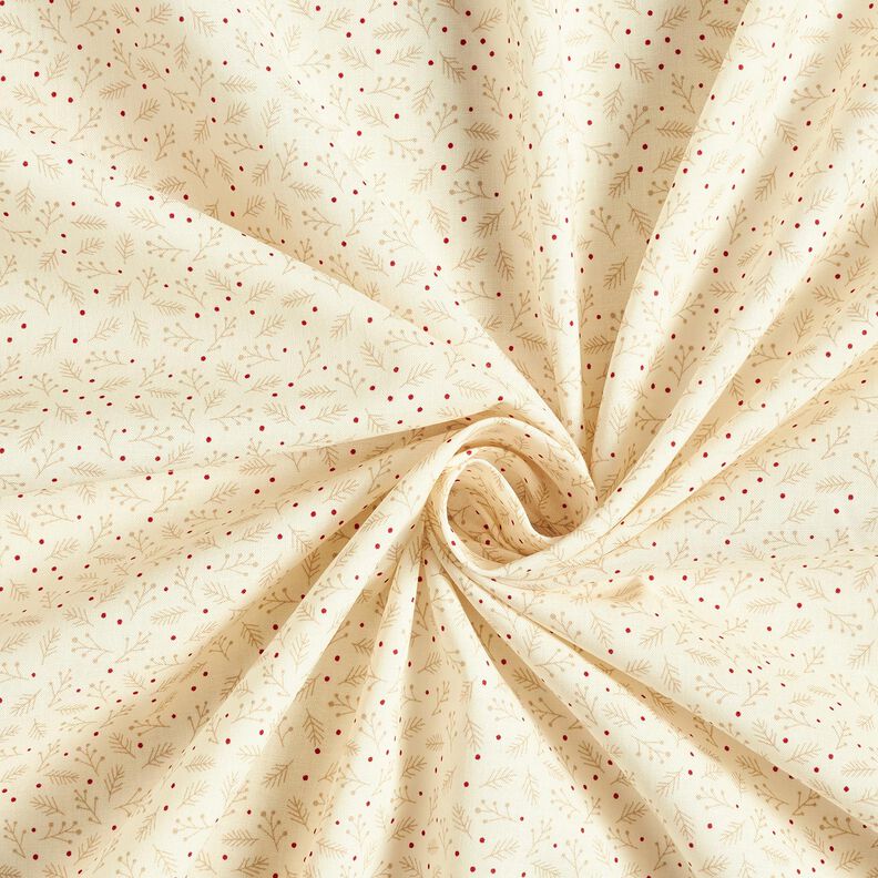 Katoenen stof Popeline Feestelijke takken – creme, image number 3