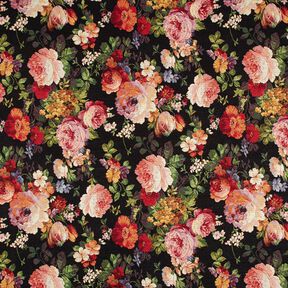 Decostof Gobelin bloemenboeket – zwart/terracotta, 
