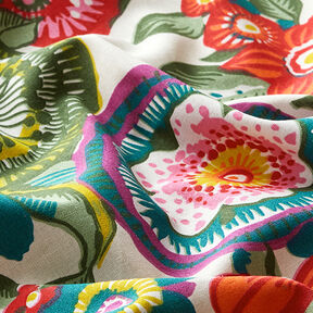 Katoenen stof cretonne Floraal – rood, 