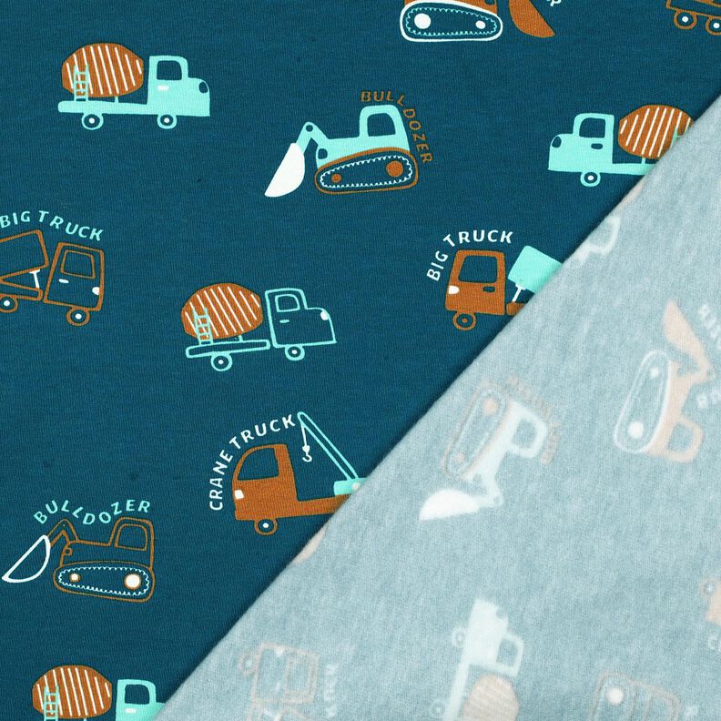 Sweatshirt geruwd Bouwvoertuigen | Poppy Fabrics – oceaanblauw/eucalyptus,  image number 4