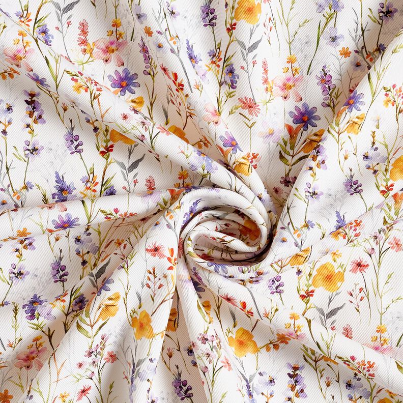 Decostof Katoenkeper Wilde bloemen – ivoor/lila, image number 3