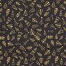 Katoenen stof Cretonne elegante sparrenbomen – zwart/goud,  thumbnail number 1
