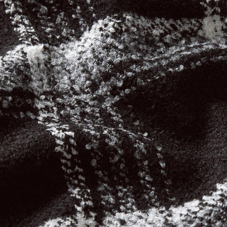 Mantelstof Bouclé ruiten – zwart/wit,  image number 6