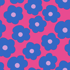 Katoenpopeline Big Flower | Nerida Hansen – intens roze/jeansblauw, 