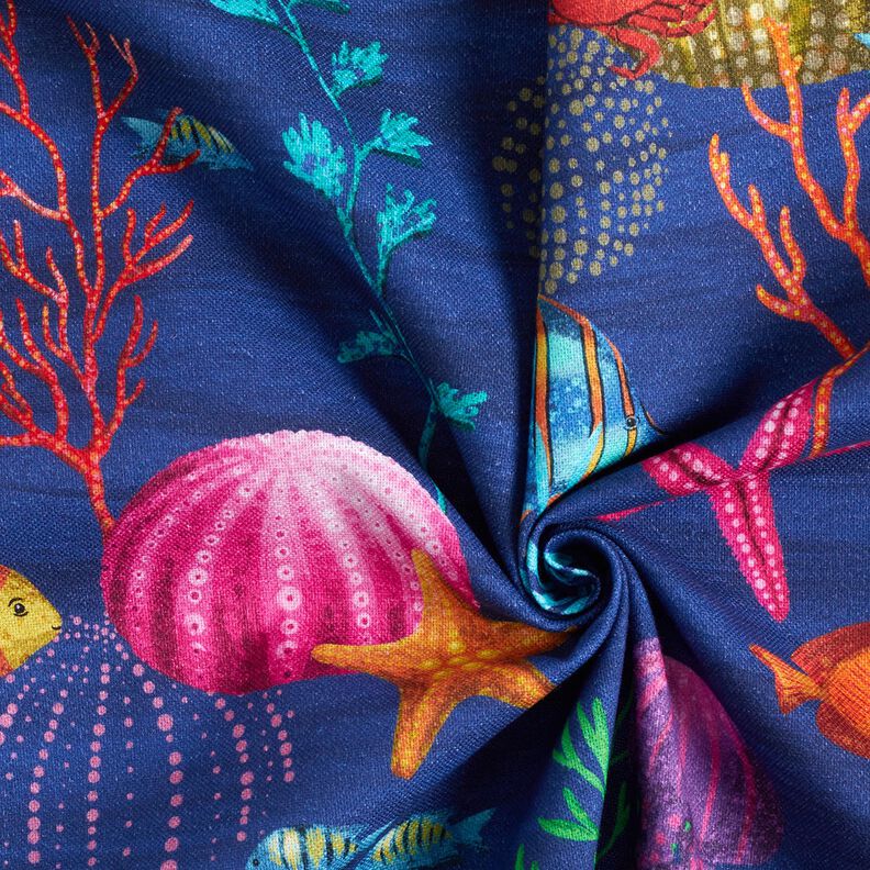 Decostof Half panama kleurrijke onderwaterwereld – marineblauw/turkoois, image number 3