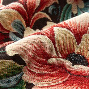 Decostof Gobelin prachtige bloemen – zwart/rood, 