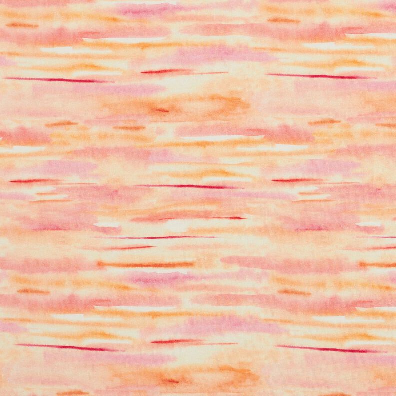 Katoenjersey wazige aquarel strepen Digitaal printen – perzik sinaasappel/pink,  image number 1