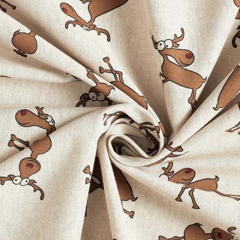 Decostof Half panama grappig rendier – natuur/bruin,  image number 3