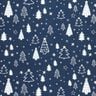 Katoenen stof Popeline kleine kerstbomen – marineblauw/wit,  thumbnail number 1