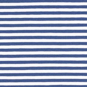 Katoenjersey smalle strepen – jeansblauw/wit, 