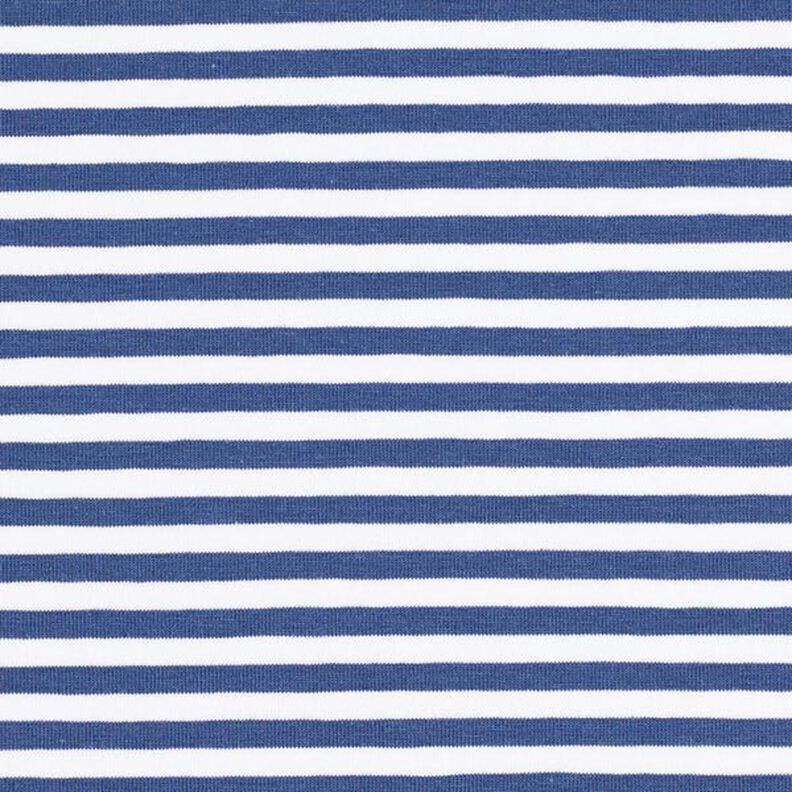Katoenjersey smalle strepen – jeansblauw/wit,  image number 1