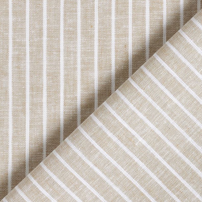 Linnen-katoen-mix Brede strepen – licht taupe/wit,  image number 4