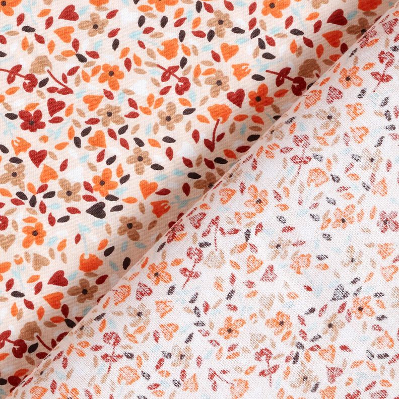 Katoenen stof Cretonne verspreide bloemen – roos/perzik sinaasappel, image number 4