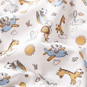 Katoenpopeline Babydieren op wolken – wit, 