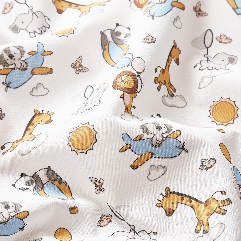 Katoenpopeline Babydieren op wolken – wit, image number 2