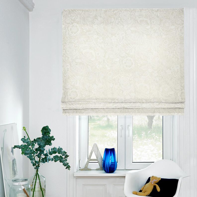Decostof Half panama Gebloemde paisley – natuur/wit, image number 6
