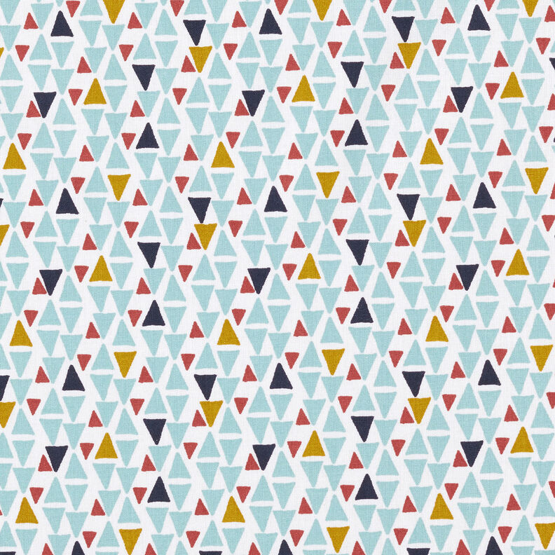 Katoenen stof Cretonne Mini-driehoekjes – aquablauw/wit,  image number 1