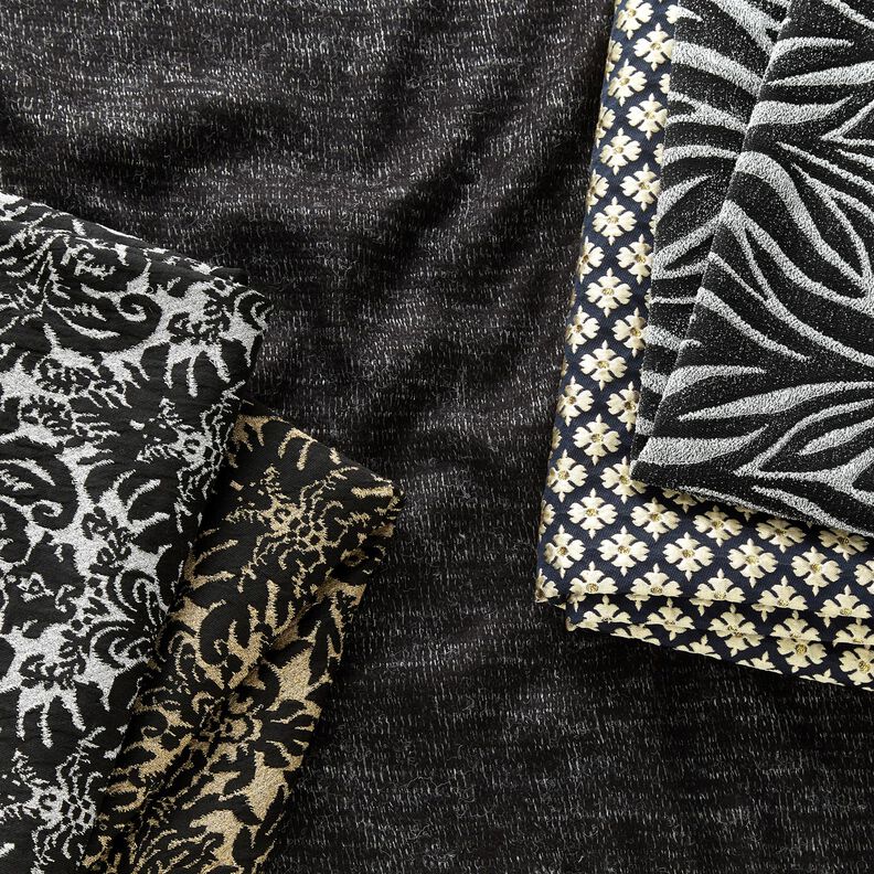 Jacquard jersey ornamenten – goud metallic/zwart,  image number 6
