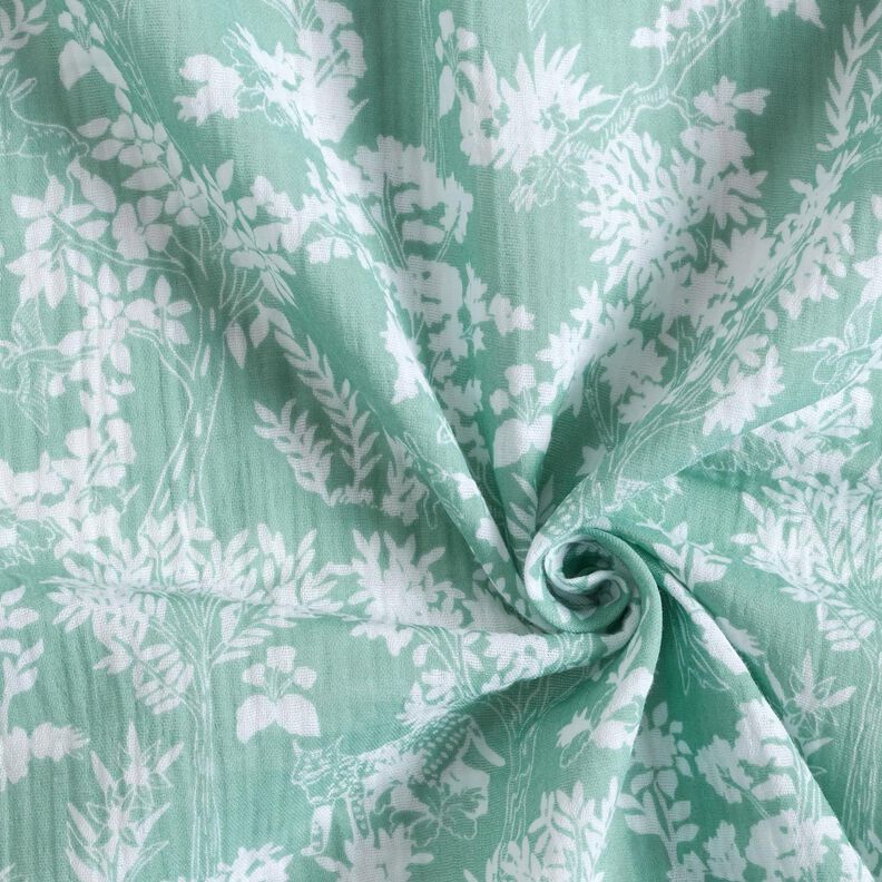Mousseline/dubbel gehaakte stoffen Bloemenmotief – eucalyptus/wit,  image number 3
