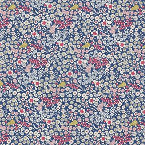 Decostof Half panama Bloemetjes – marineblauw, 