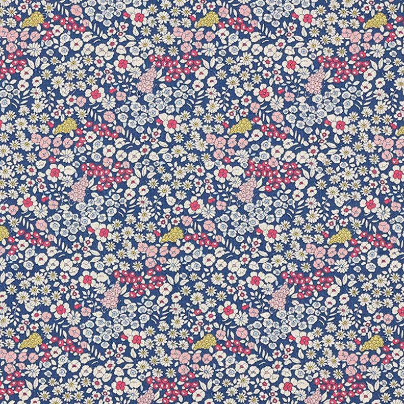 Decostof Half panama Bloemetjes – marineblauw,  image number 1