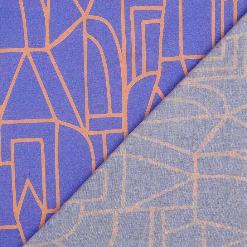 Katoen voile Town | Nerida Hansen – blauwlila/perzik sinaasappel,  image number 4