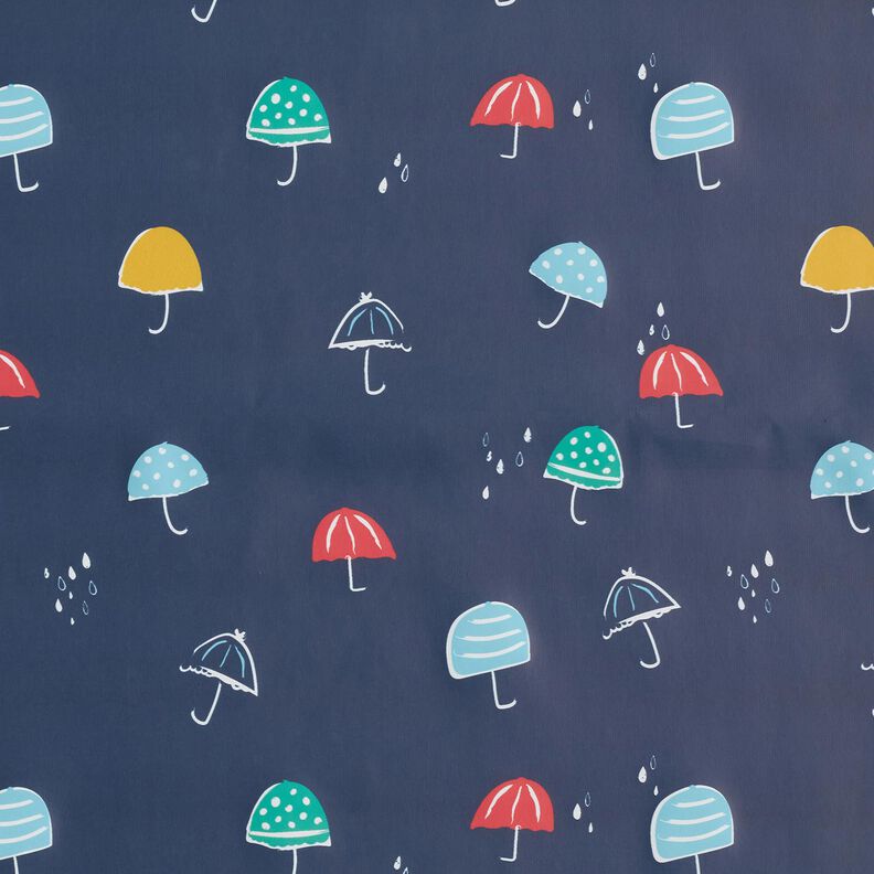 Regenjasstof kleurrijke parasols Digitaal printen – marineblauw,  image number 1