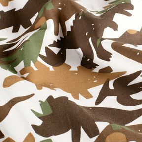 Katoenjersey Camouflage Dinosaur – ivoor/kastanjebruin, 