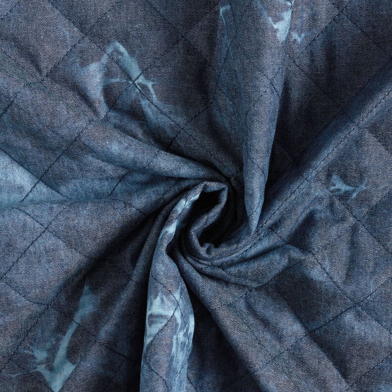 Doorgestikte stof chambray tie-dye – jeansblauw,  image number 4