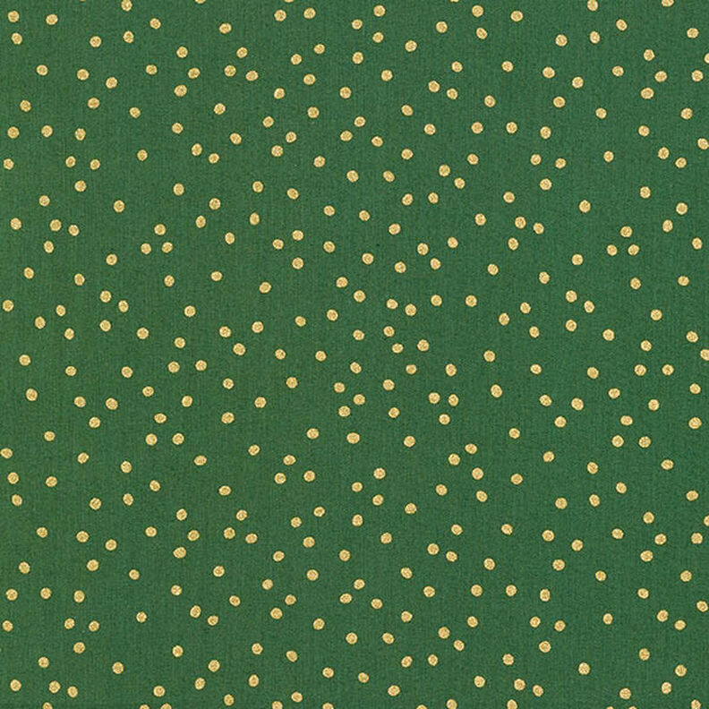 Katoenen stof Popeline fijne stippen – groen/goud,  image number 1