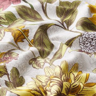 Decostof panama bloemenprint – nevelgrijs, 
