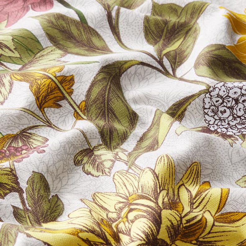Decostof panama bloemenprint – nevelgrijs, image number 2