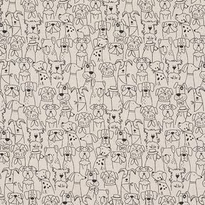 Decostof Half panama Cartoon honden – zwart/natuur, 