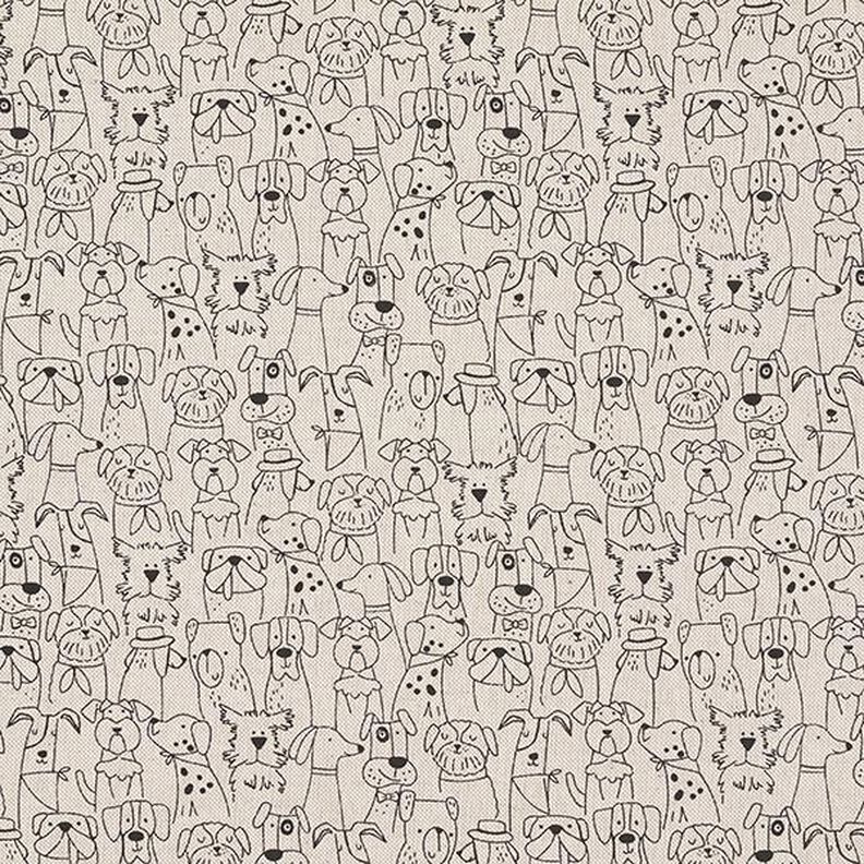 Decostof Half panama Cartoon honden – zwart/natuur, image number 1