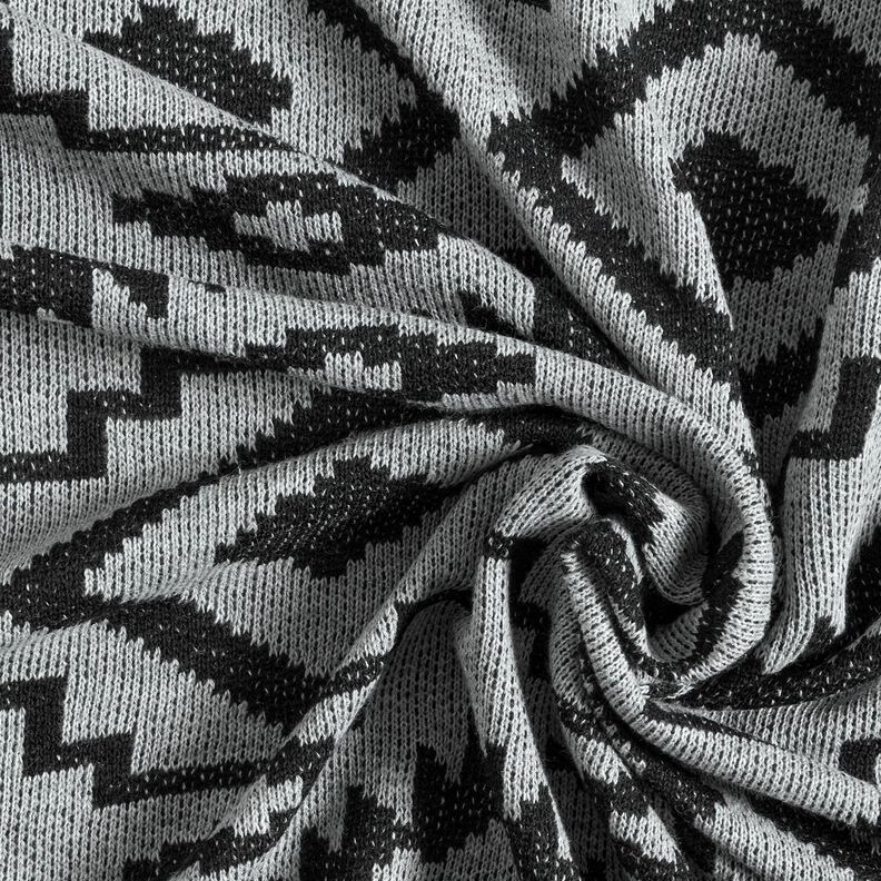 Ikat-patroon van gebreide stof – grijs/zwart, image number 3