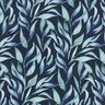 Mousseline/dubbel gehaakte stoffen Aquarel bladeren Digitaal printen – marineblauw,  thumbnail number 1