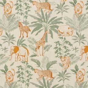 Decostof Half panama Jungledieren – natuur/karamel, 