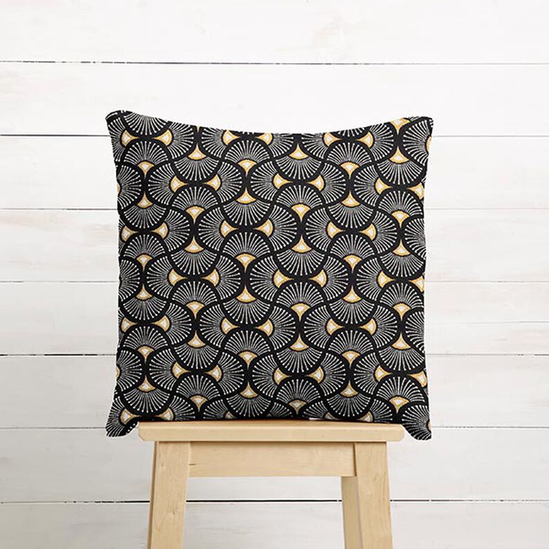 Decostof Jacquard Kleine vakken – zwart/goud,  image number 8
