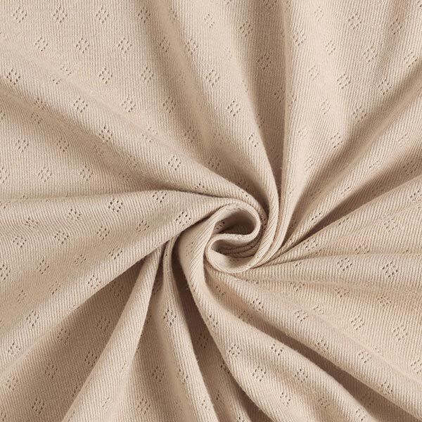 Fijngebreide jersey met gaatjesmotief – beige,  image number 1