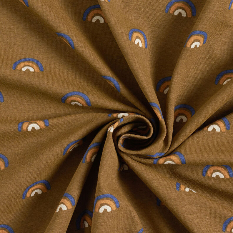 Katoenjersey kleine regenbogen  – middelbruin | Stofrestant 80cm,  image number 4