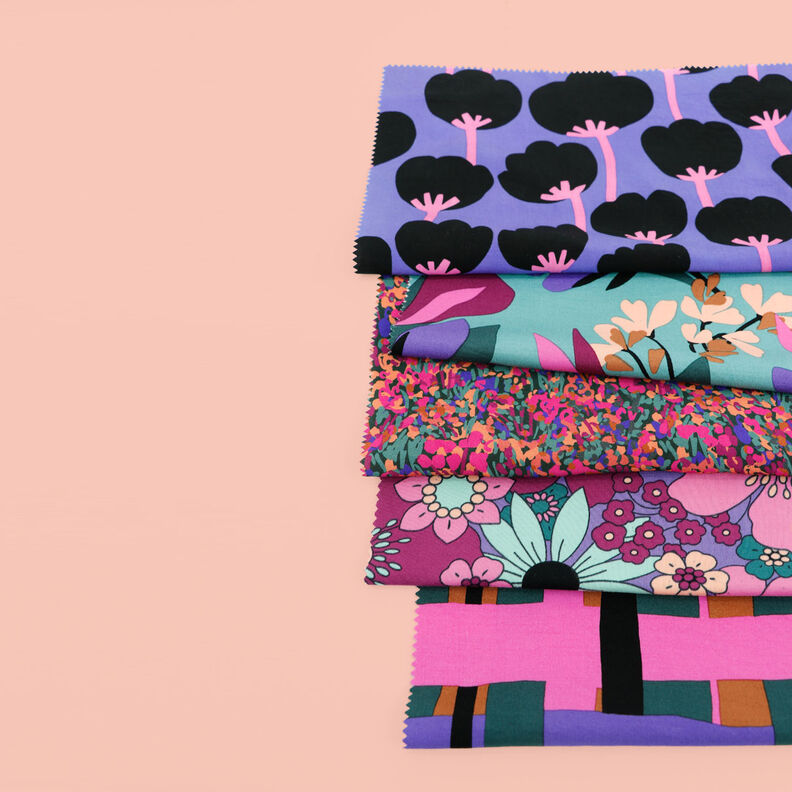 Viscosestof stretch Line Layers | Nerida Hansen – donkergroen/lila,  image number 6