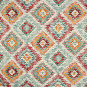 Decostof Gobelin Etno-ruiten – licht turkoois/lichtbeige, 