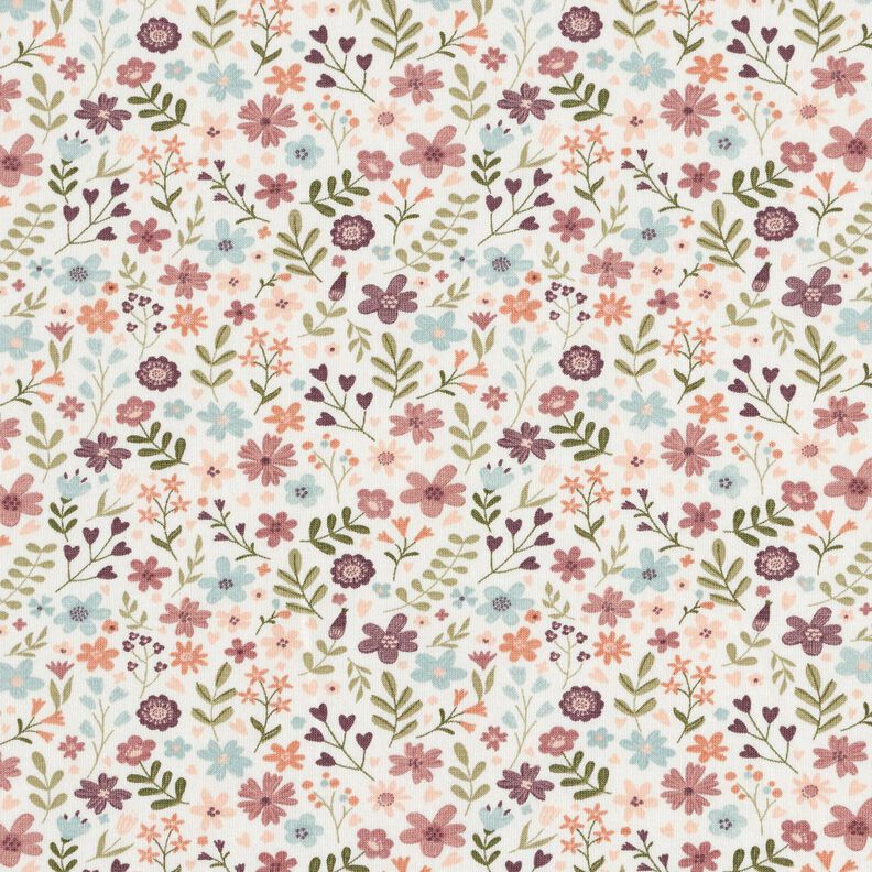 Katoenjersey Bloemenweide – ivoor, image number 1
