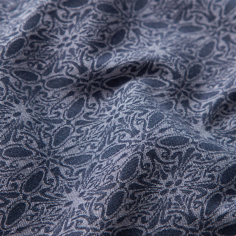 Stretch jacquard ornamenten – jeansblauw,  image number 2