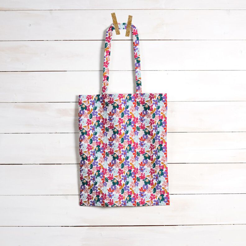 Gecoate katoen Pastelkleurige bloemen – wit/lila,  image number 8