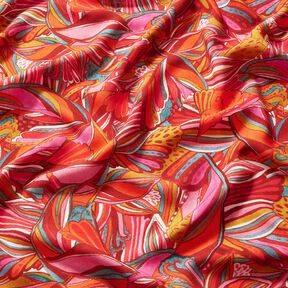 Strandkleding viscosestof pauwen en bloemen – oranje/roodbruin, 