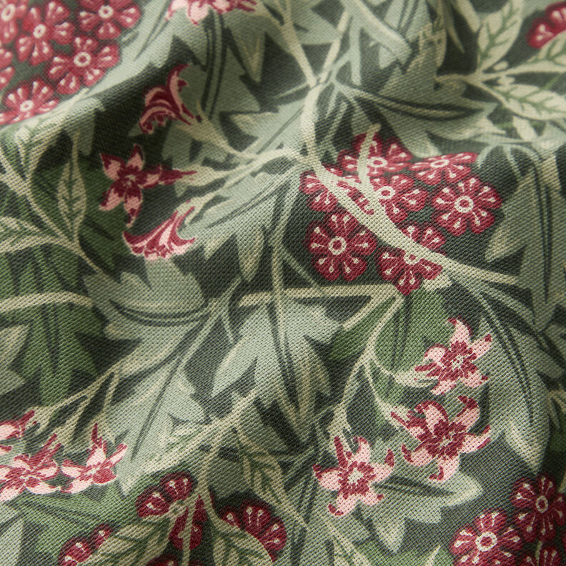 Decostof Half panama Jasmijn bloemen – donkergrenen/bordeauxrood, image number 2
