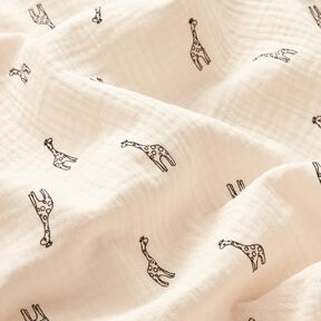 Mousseline/dubbel gehaakte stoffen Schattige giraffen – wit, 